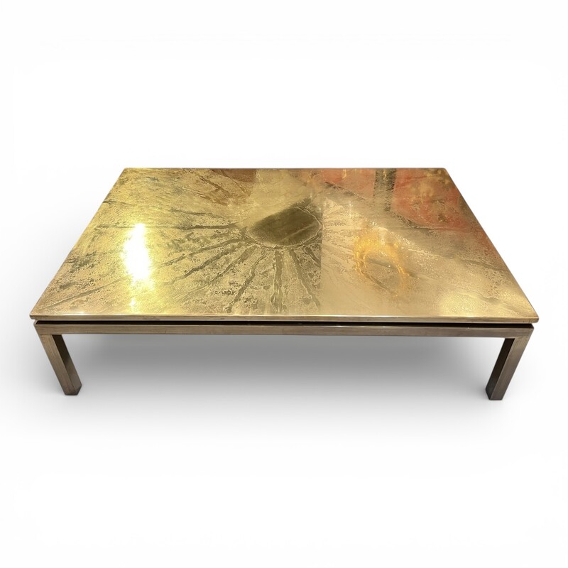 F 445 JD/RC brass coffee table with monogram, 1970’s