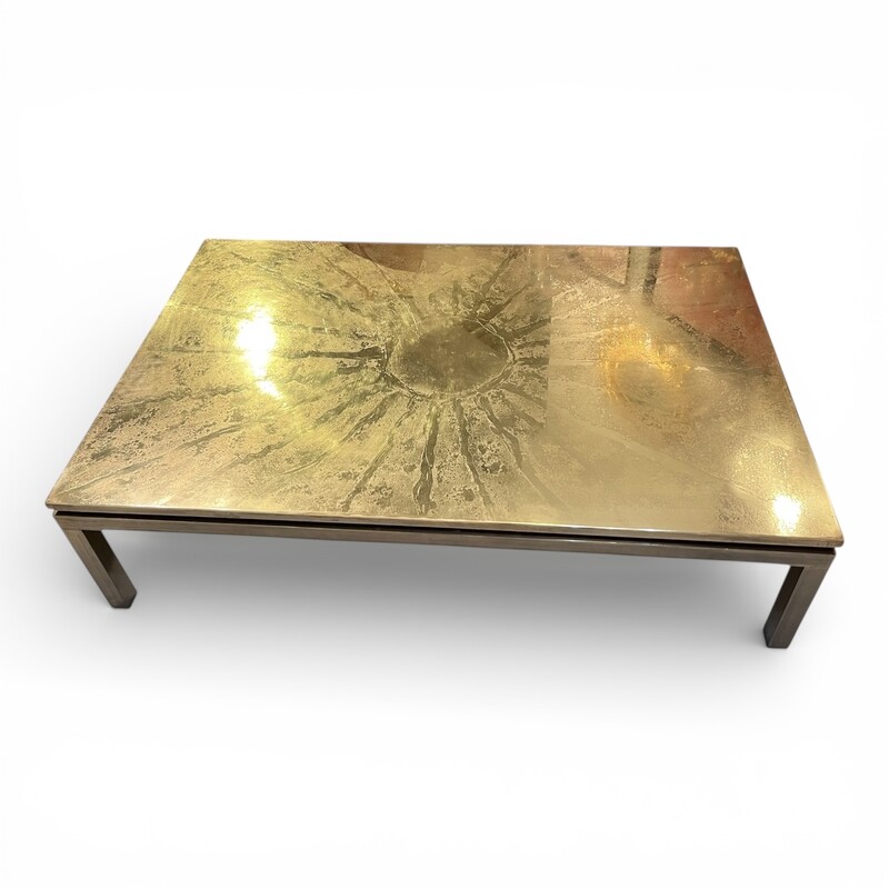 F 445 JD/RC brass coffee table with monogram, 1970’s