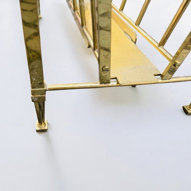 F 447 AG Magazine Rack in brass att. To Jacques Quinet 1950’s