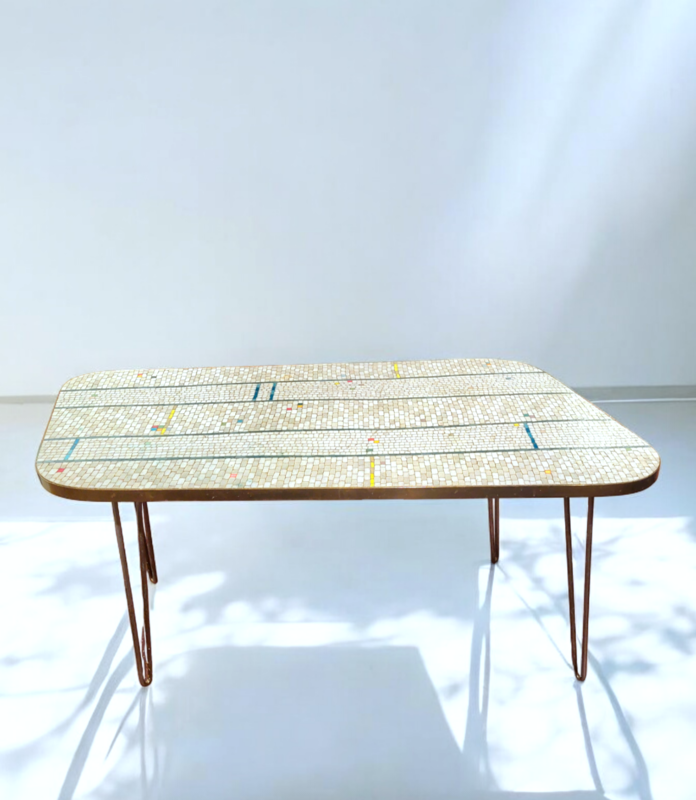 F 449 JC Mosaic freeform coffee table by Berthold Muller, 1950s 