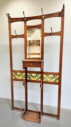 F 449 YO art nouveau coat rack with ceramic tiles 