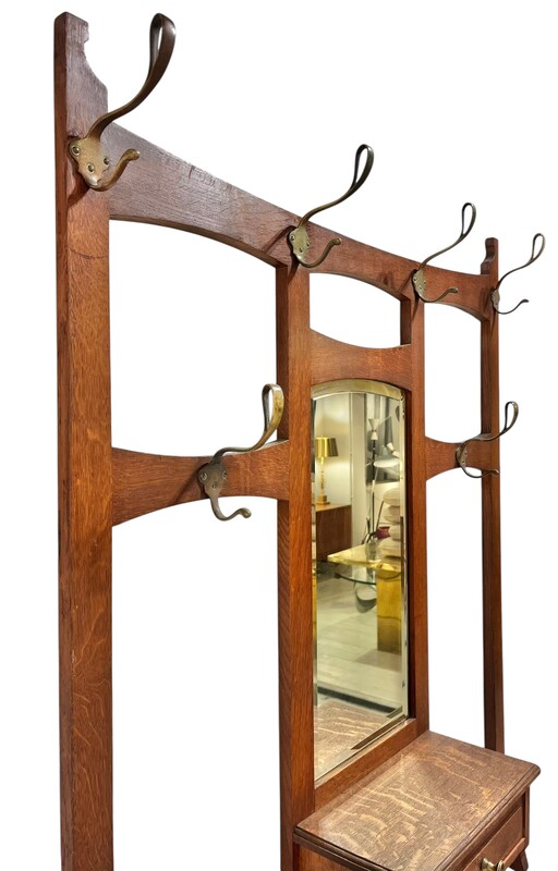F 449 YO art nouveau coat rack with ceramic tiles 