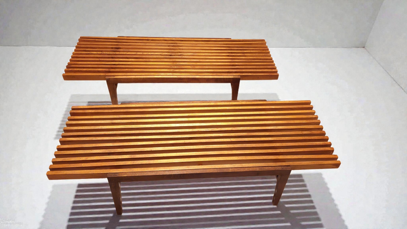 F 450 JC Pair slatted coffee tables 1960s