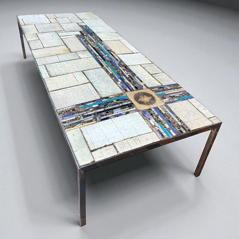 F 451 SC ceramic tiles coffee table by Pia Manu 