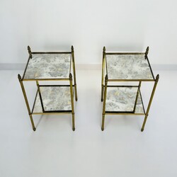 F 452 AG Pair of side table brass and oxide mirror 