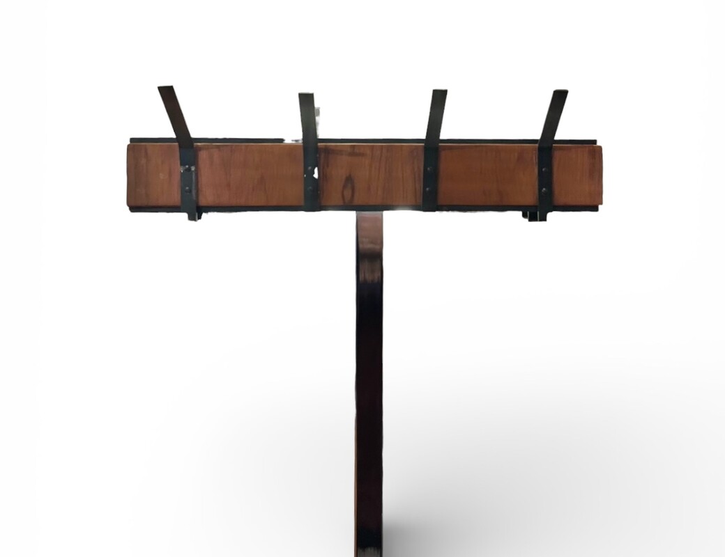 F 456 AG chrome and wood coat rack, 1970’s