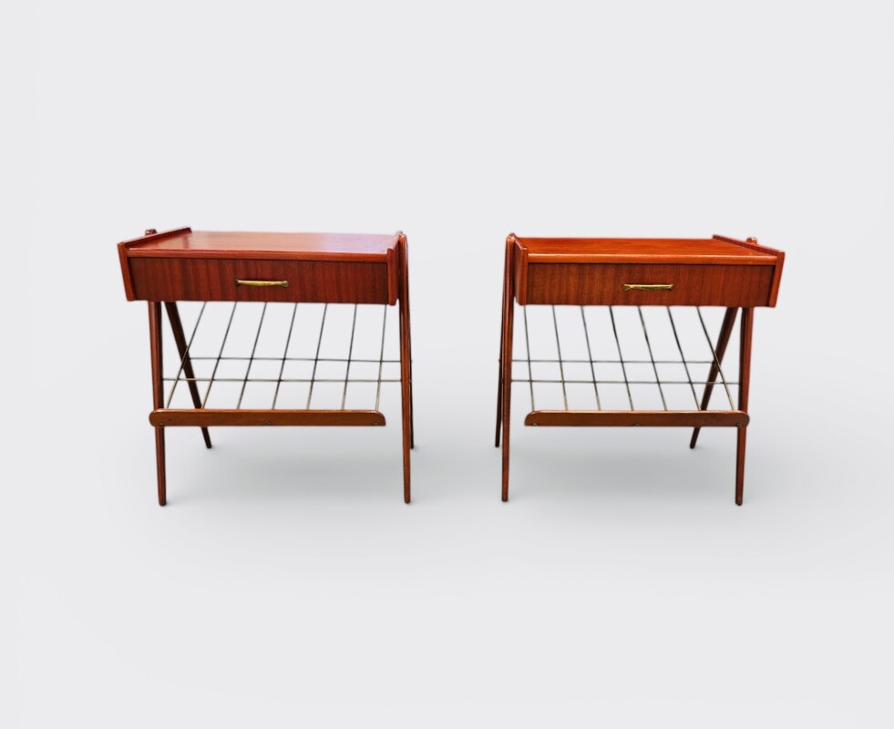 F 459 AG Pair of bed side teak and brass Danemark 1960’s