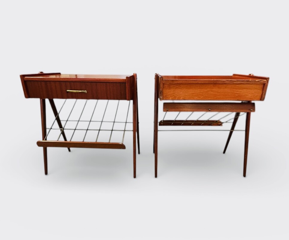 F 459 AG Pair of bed side teak and brass Danemark 1960’s