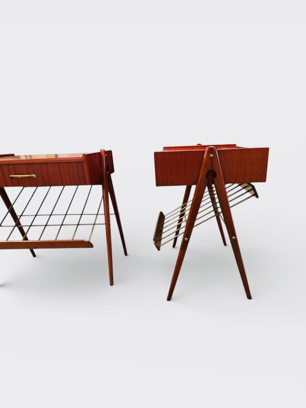 F 459 AG Pair of bed side teak and brass Danemark 1960’s