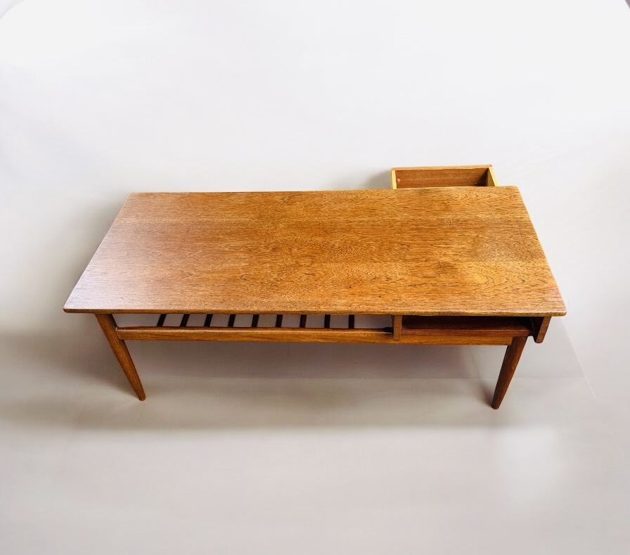 F 461 AG Coffee Table teak double top and draw Ca 1960