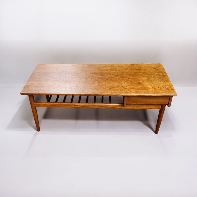 F 461 AG Coffee Table teak double top and draw Ca 1960