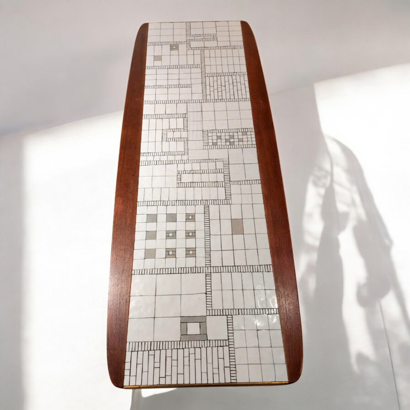 F 462 JC Teak and mosaic coffee table by Berthold Muller, 1960s