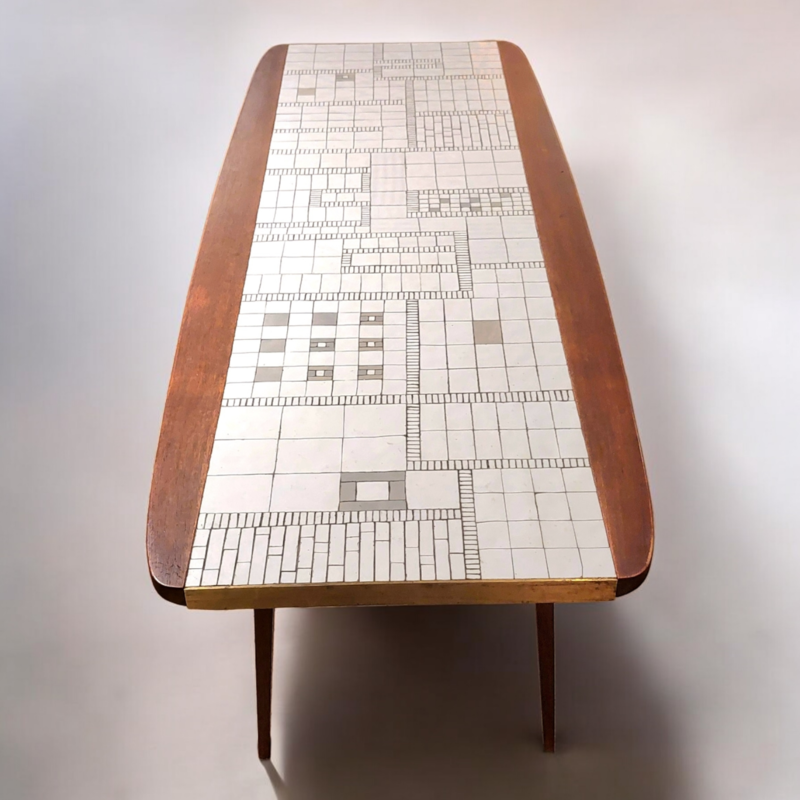 F 462 JC Teak and mosaic coffee table by Berthold Muller, 1960s