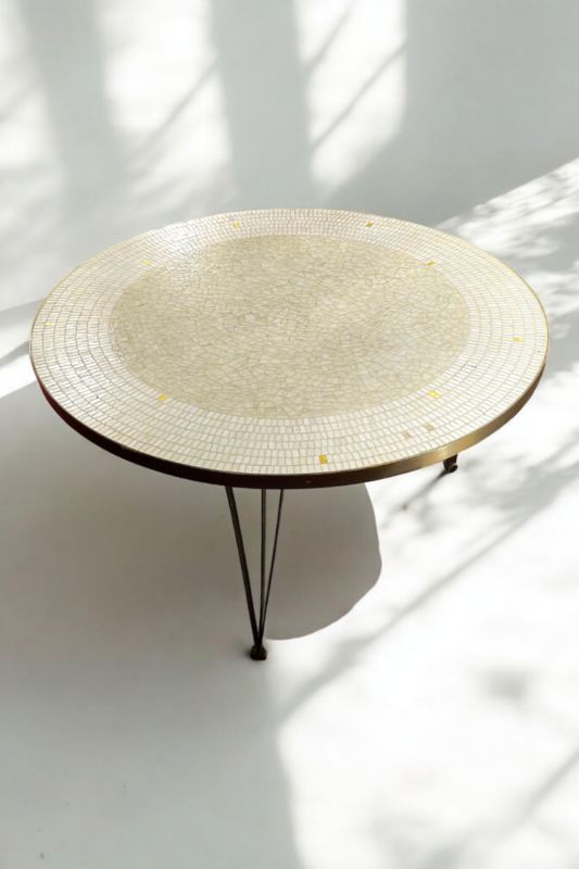 F 464 JC Mosaic round coffee table by Berthold Muller, 1950s