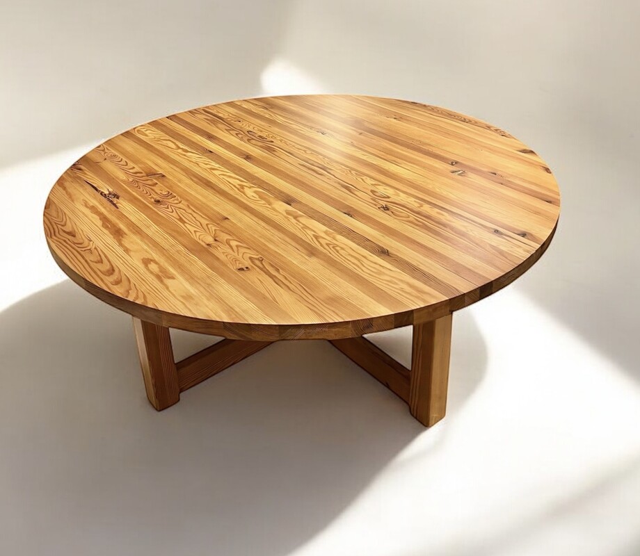 F 466 CW round pine coffee table 