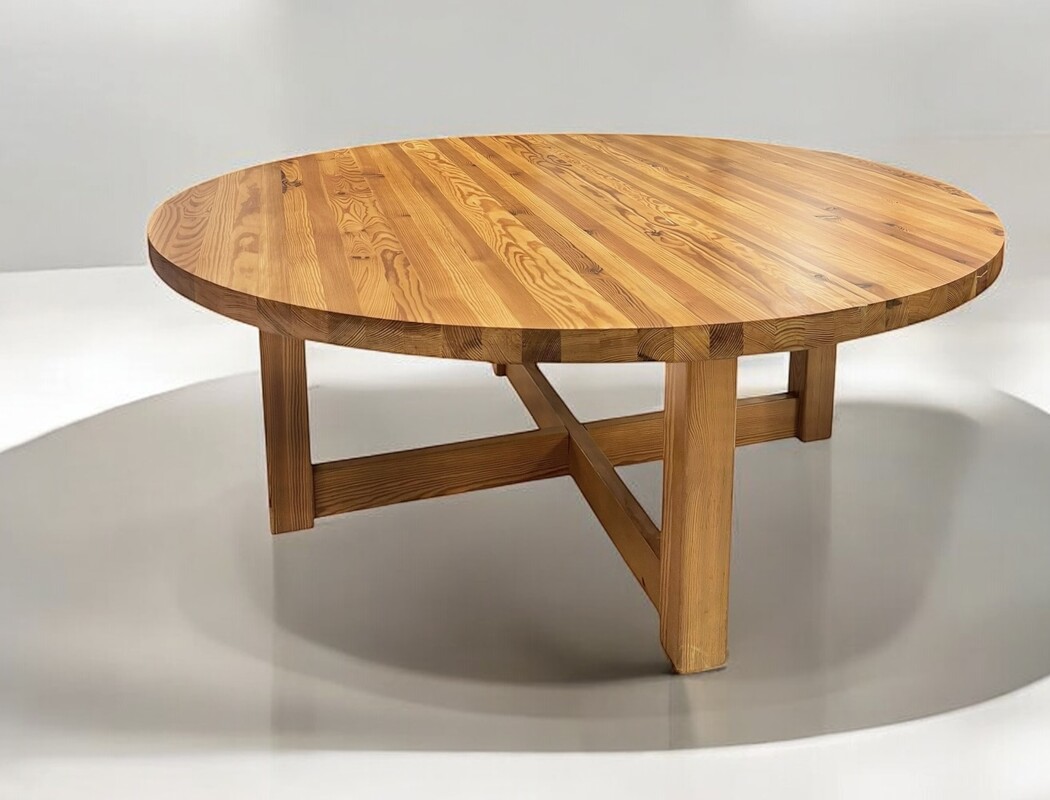 F 466 CW round pine coffee table 