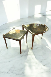 F 467 JC Brutalist bronze and glass side tables by Lothar Klute 