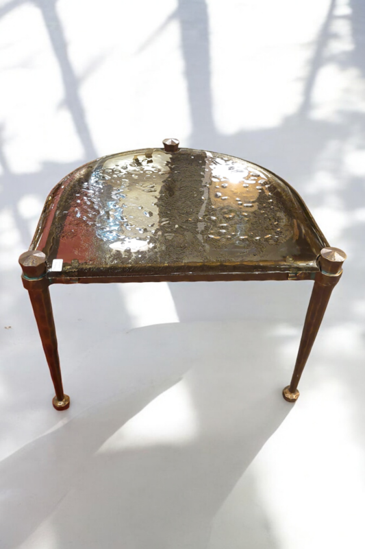 F 467 JC Brutalist bronze and glass side tables by Lothar Klute 