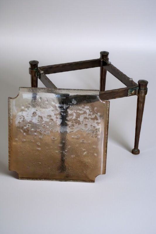 F 467 JC Brutalist bronze and glass side tables by Lothar Klute 