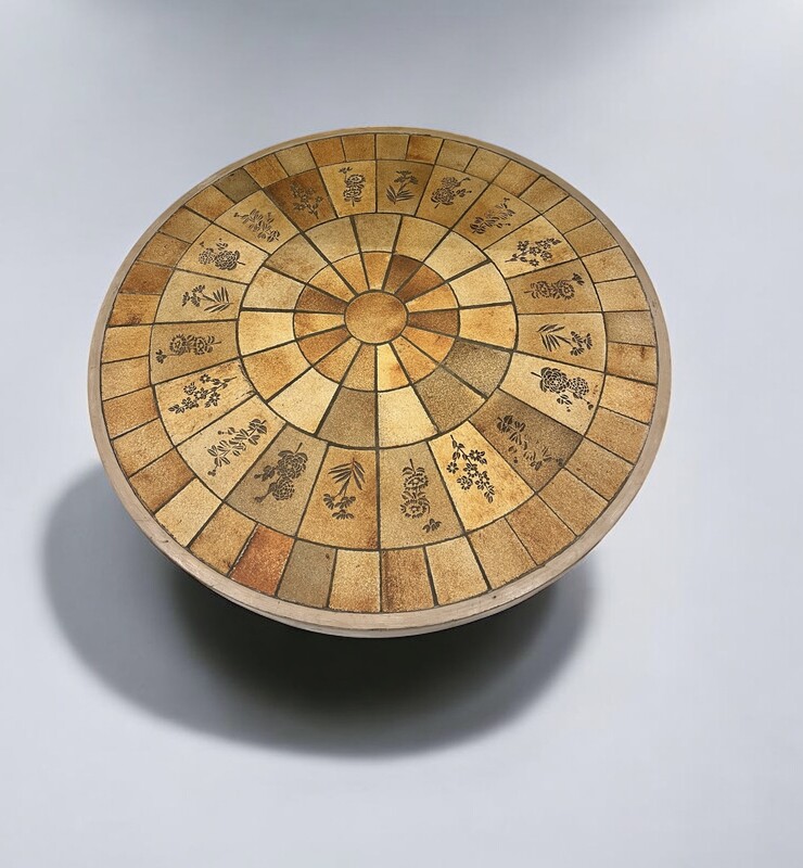F 468 RD round ceramic tiles coffee table by Roger Capron 