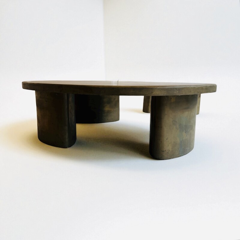 F 470 AG rare double Freeform coffee table galvanoplastie process brass ´1970