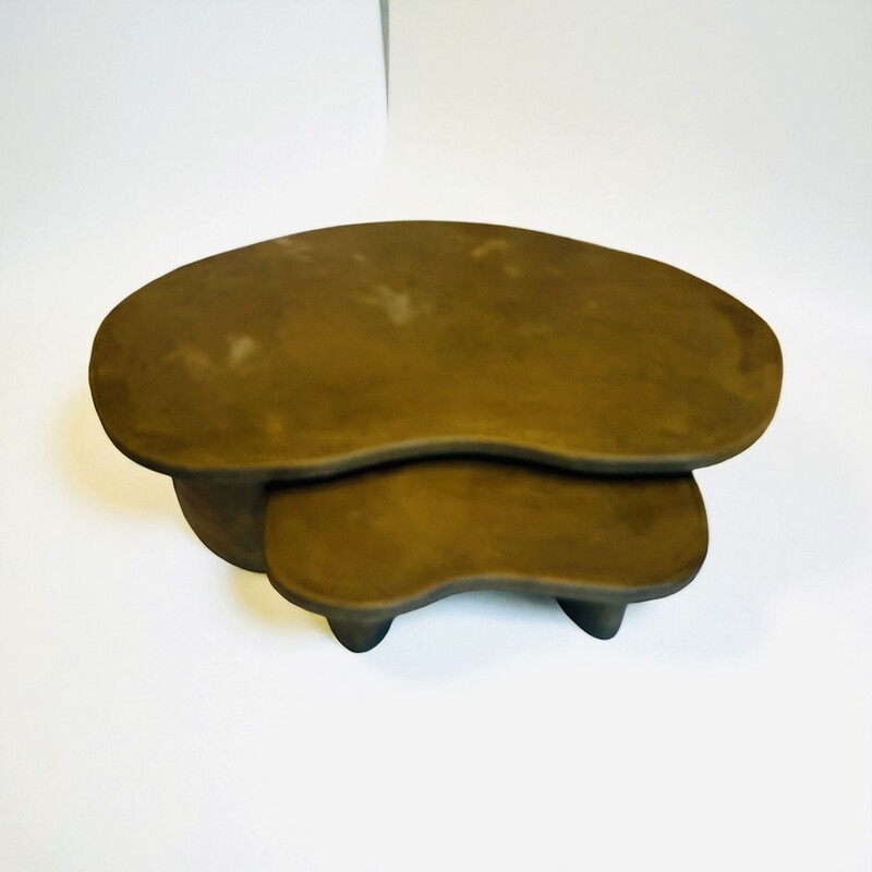 F 470 AG rare double Freeform coffee table galvanoplastie process brass ´1970