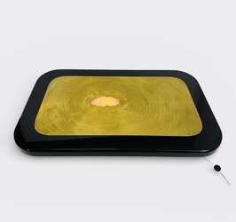 F 471 AG black resin and etched brass light in agate by Lova Creation Coffee Table