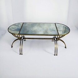 F 472 AG coffee and side table 2 in 1  mirrored eglomise glass  Ca 1950