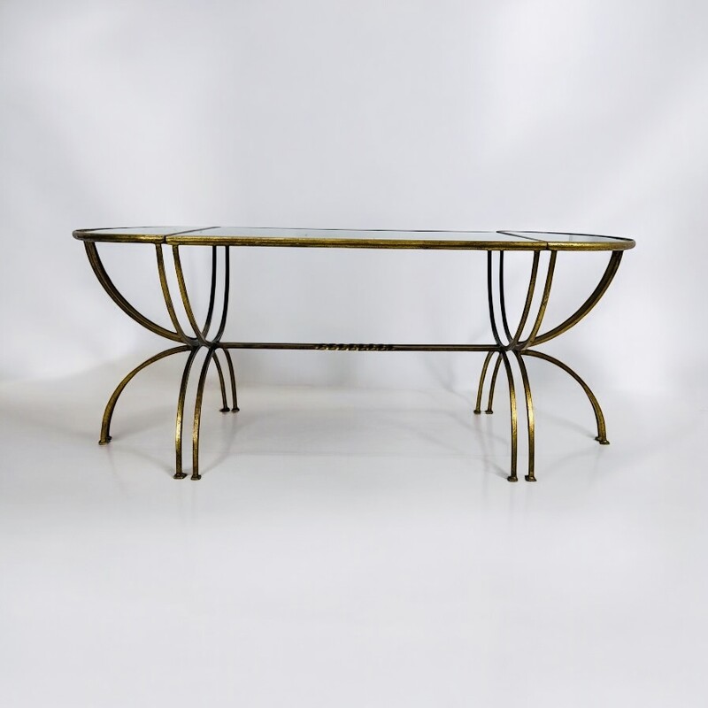 F 472 AG coffee and side table 2 in 1  mirrored eglomise glass  Ca 1950