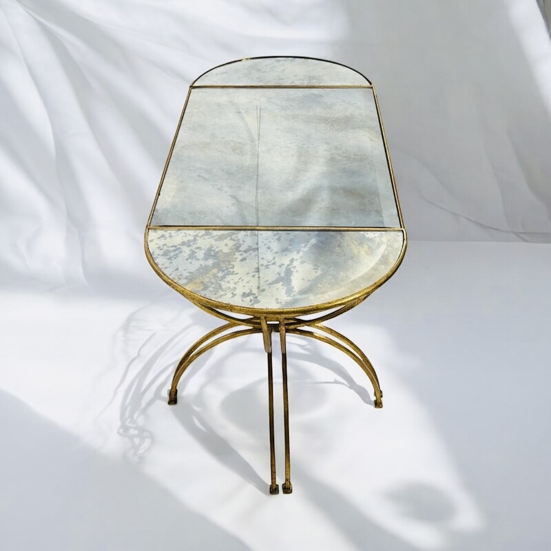 F 472 AG coffee and side table 2 in 1  mirrored eglomise glass  Ca 1950