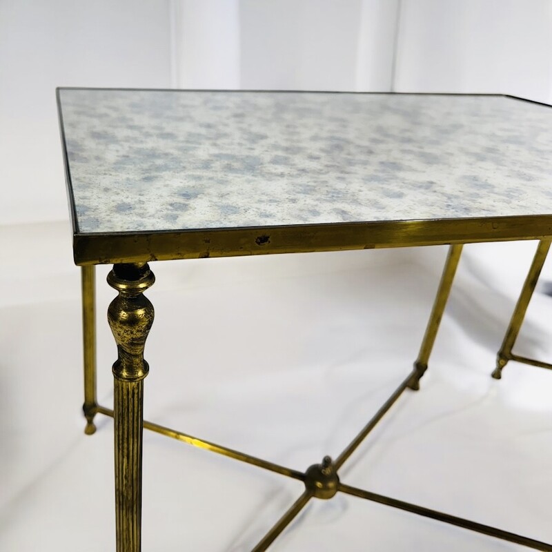 F 473 AG pair of brass and mirrored eglomise side table Ca 1960