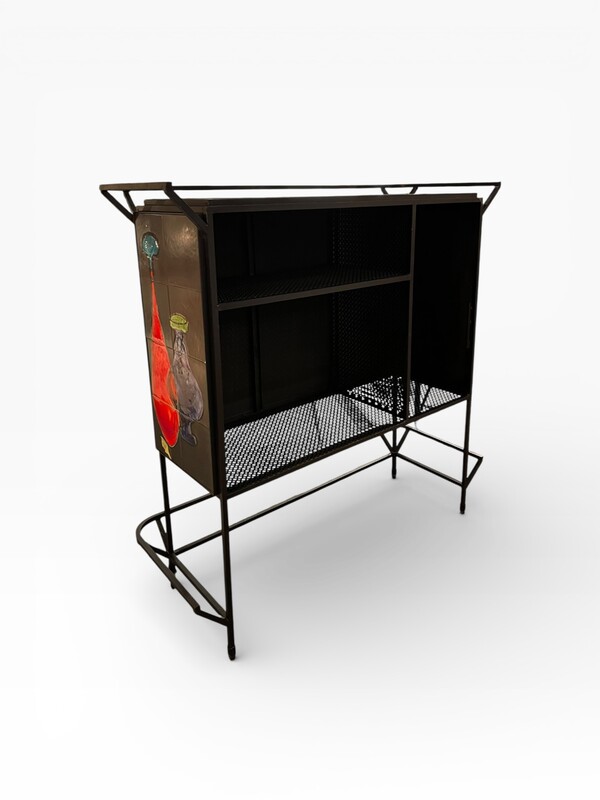 F 473 AS mid century bar with ceramic decor signed J. Belarti  