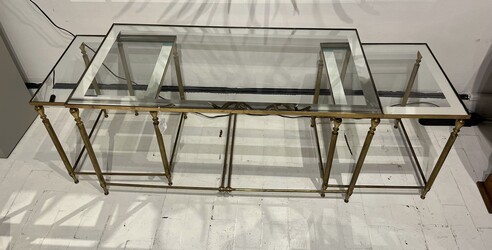 F 473 RD Maison Jansen brass table with side tables, 1960s