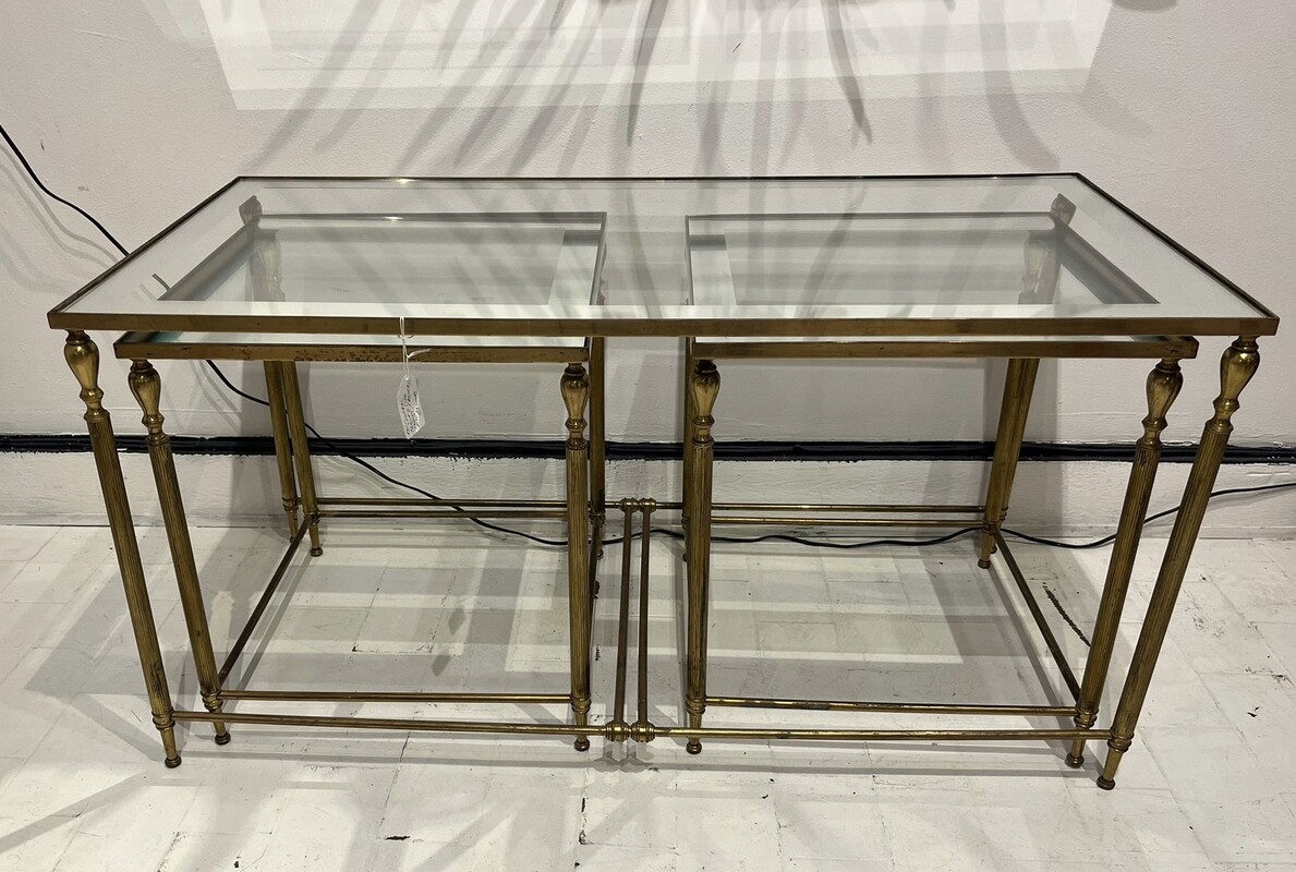 F 473 RD Maison Jansen brass table with side tables, 1960s