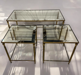 F 473 RD Maison Jansen brass table with side tables, 1960s