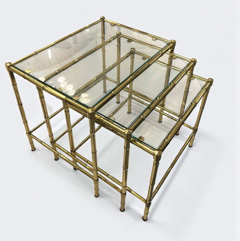 F 474 AG set of 3 brass nesting tables
