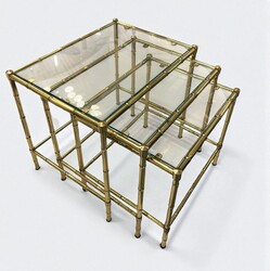 F 474 AG set of 3 brass nesting tables