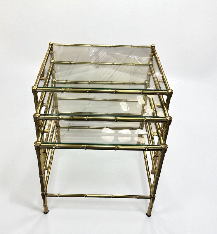 F 474 AG set of 3 brass nesting tables
