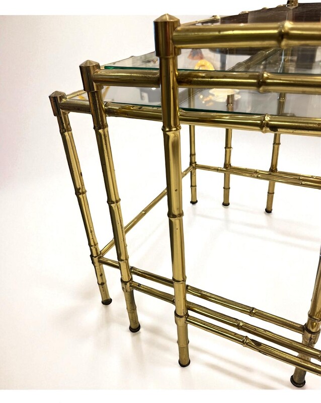 F 474 AG set of 3 brass nesting tables
