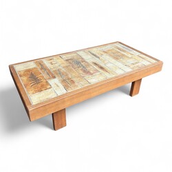 F 474 APO ceramic tiles Capron coffee table with oak frame 