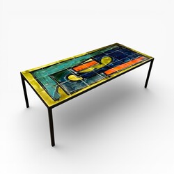 F 474 JD/RC ceramic tiles coffee table signed J. Belarti 