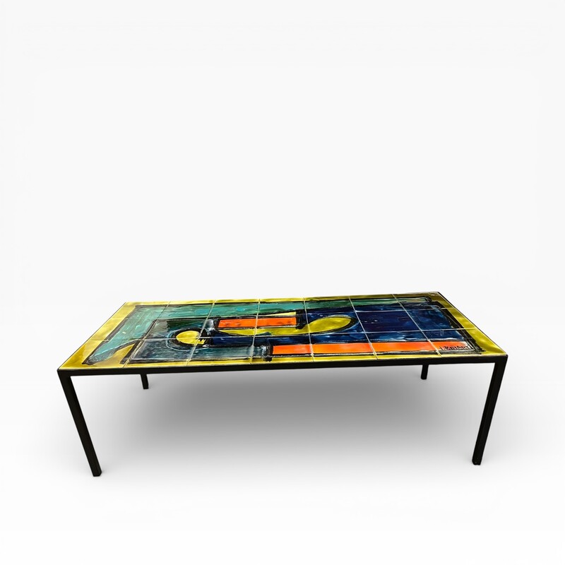 F 474 JD/RC ceramic tiles coffee table signed J. Belarti 