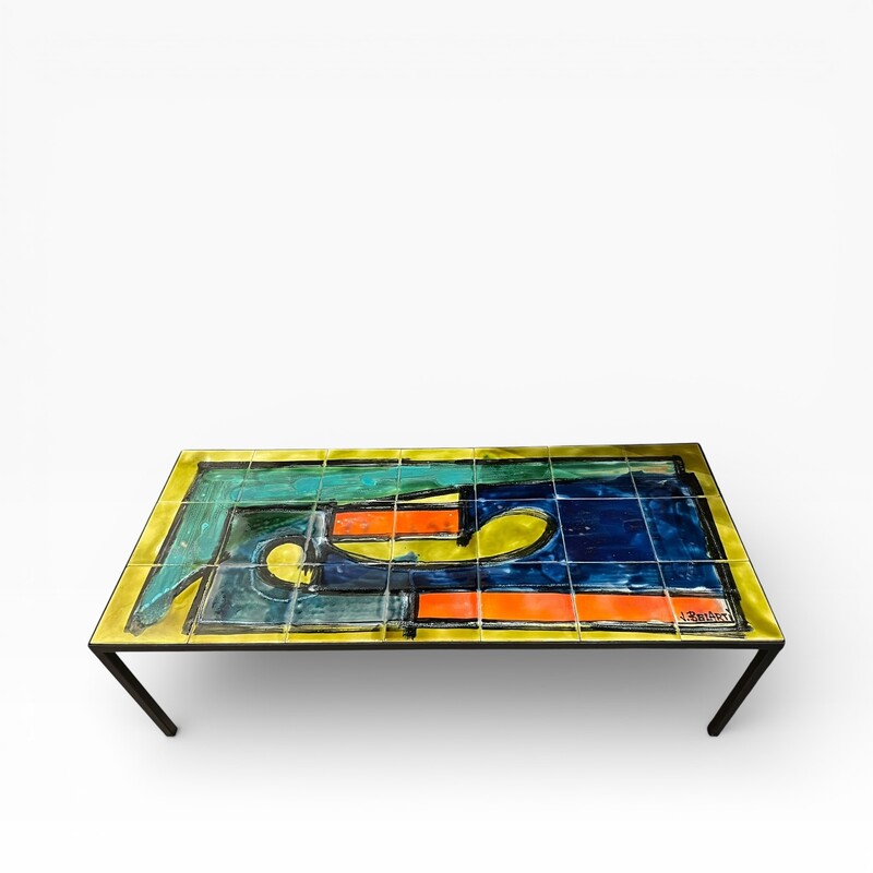 F 474 JD/RC ceramic tiles coffee table signed J. Belarti 
