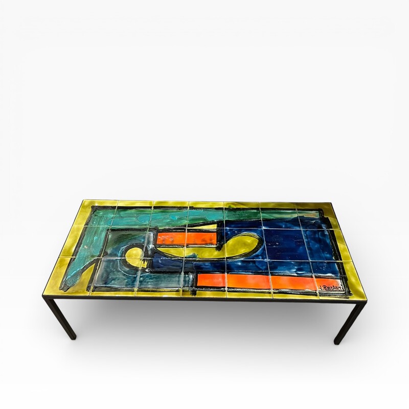 F 474 JD/RC ceramic tiles coffee table signed J. Belarti 