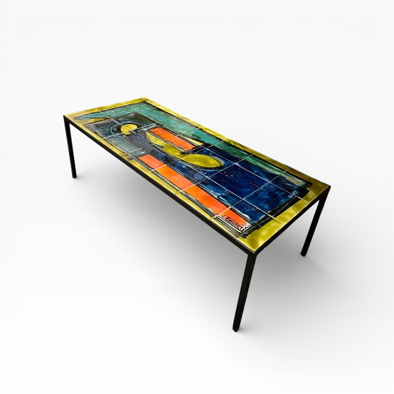 F 474 JD/RC ceramic tiles coffee table signed J. Belarti 