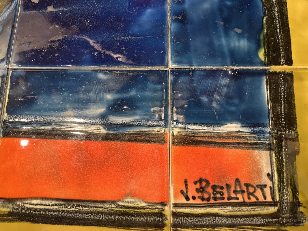 F 474 JD/RC ceramic tiles coffee table signed J. Belarti 