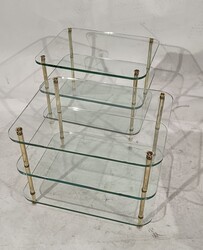 F 474 YO pair of glass and brass side tables 