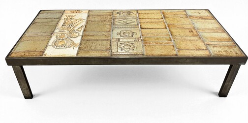 F 475 PL ceramic tiles coffee table by Roger Capron / Jean Derval