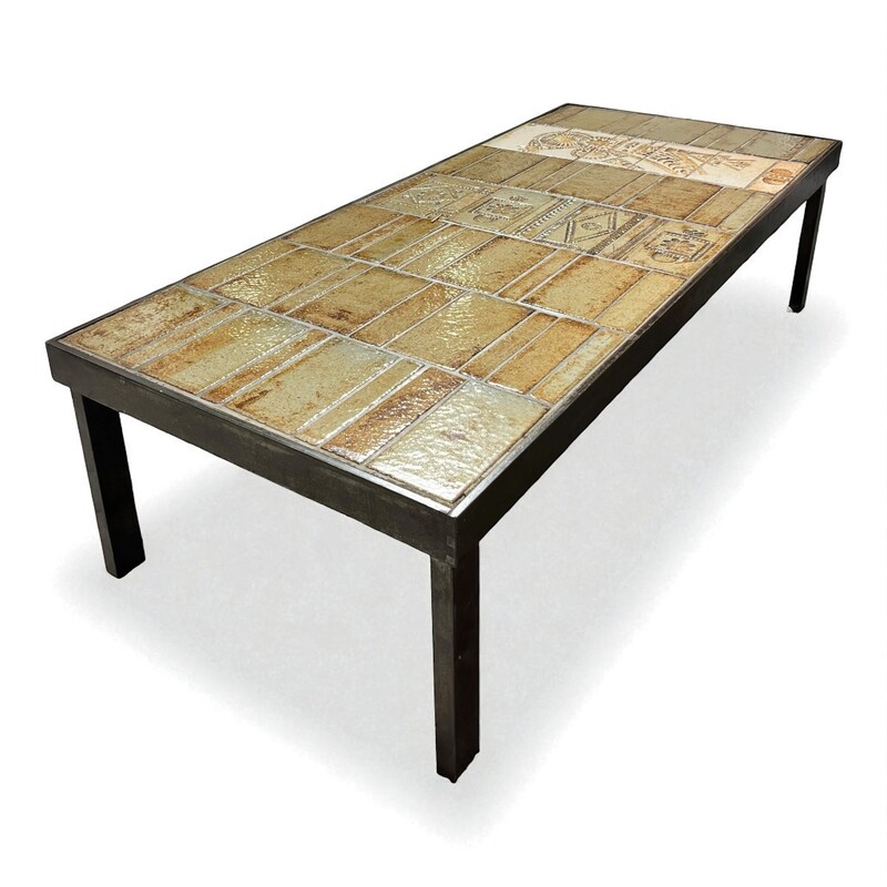 F 475 PL ceramic tiles coffee table by Roger Capron / Jean Derval