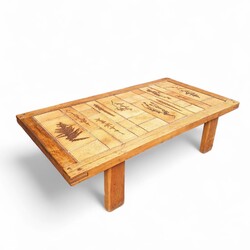 F 476 APO ceramic tiles coffee table with oak frame 